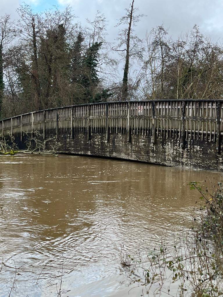 Colemansmoor Lane Bridge/Arched Bridge in Flood conditions only a tiny gap left